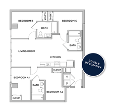 C5 - 3x3 Standard Bedroom Adjacent Bathroom floor plan